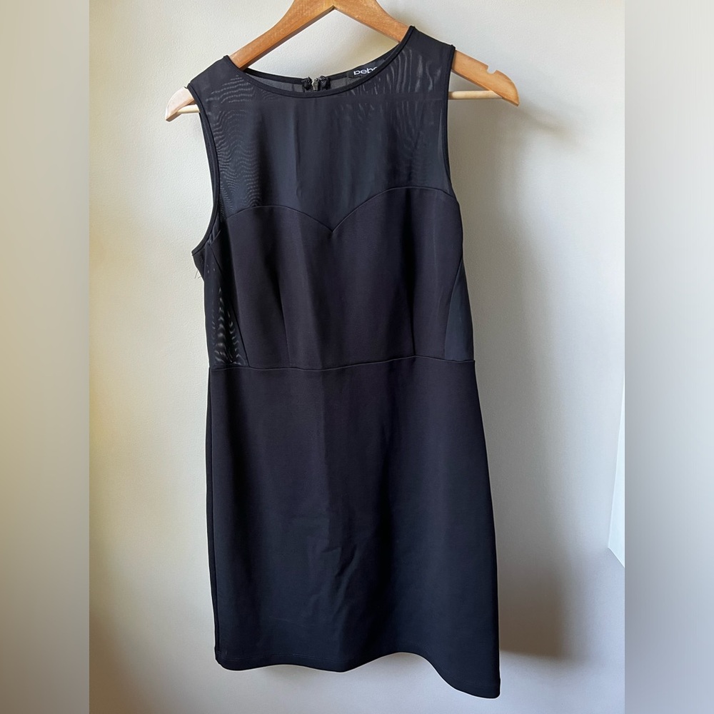 BEBE Little Black‎ Dress Fitted Cocktail Date Night Closet Staple Classic L